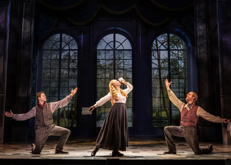Jake Levy Dmitry Lila Coogan Anya and Ed Staudenmayer Vlad in National Tour of ANASTASIA. Photo by Evan Zimmerman MurphyMade scaled