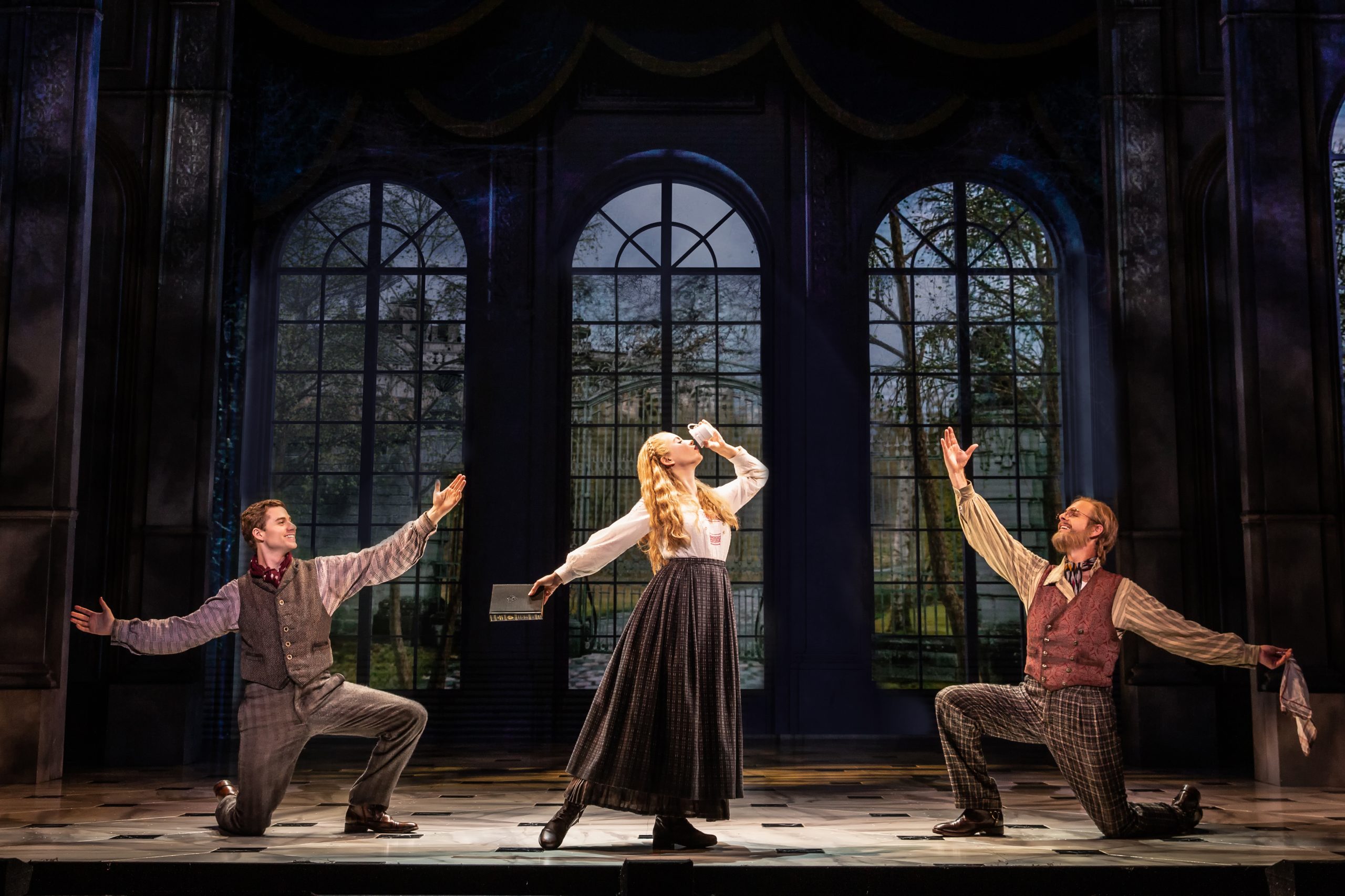 Jake Levy Dmitry Lila Coogan Anya and Ed Staudenmayer Vlad in National Tour of ANASTASIA. Photo by Evan Zimmerman MurphyMade scaled