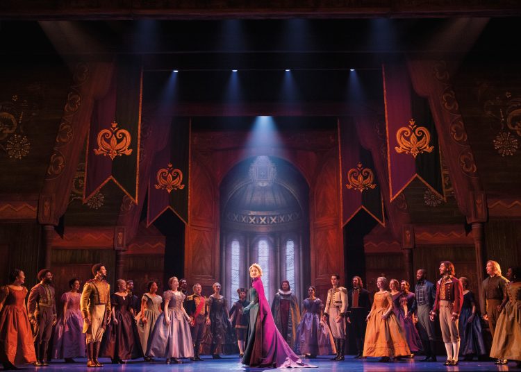 Disney Theatrical Productions under the direction of Thomas Schumacher presents Frozen, the North American Tour, music and lyrics by Kristen Anderson-Lopez and Robert Lopez and book by Jennifer Lee 
directed by Michael Grandage
with: Caroline Bowman (Elsa), Caroline Innerbichler (Anna), Mason Reeves (Kristoff), F. Michael Haynie (Olaf), Austin Colby (Hans), Jeremy Morse (Weselton)