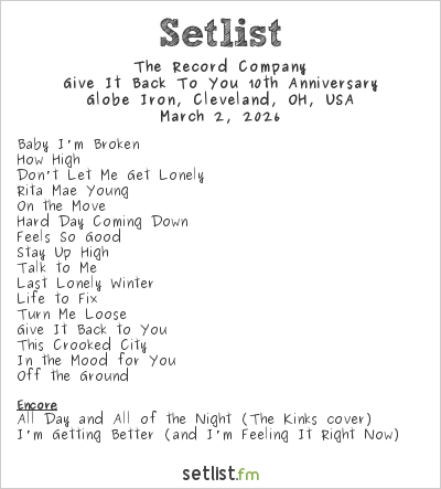 reord company setlist